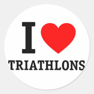 I Liebe Triathlon Runder Aufkleber