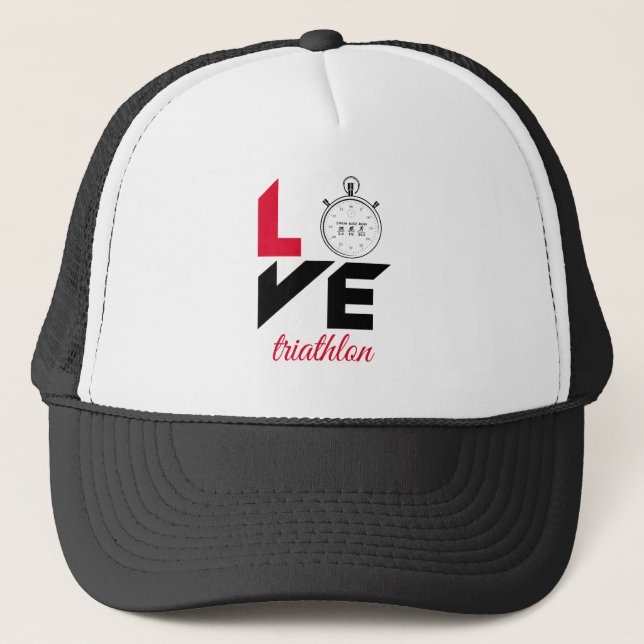 I Liebe Triathlon Truckerkappe (Vorderseite)