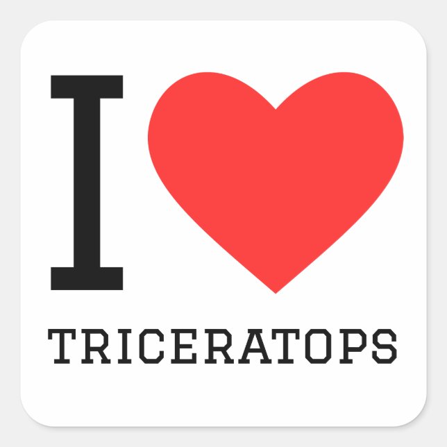 I Liebe-Triceratops Quadratischer Aufkleber (Vorderseite)