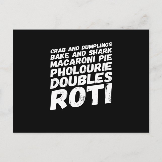 I Liebe Trinidad und Tobago Food T - Shirt Ankündigungspostkarte (Vorderseite)