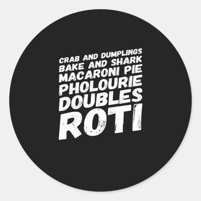 I Liebe Trinidad und Tobago Food T - Shirt Runder Aufkleber (Vorderseite)