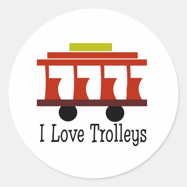 I Liebe Trolleys Runder Aufkleber (Vorderseite)