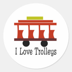 I Liebe Trolleys Runder Aufkleber