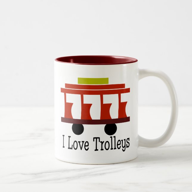 I Liebe Trolleys Zweifarbige Tasse (Rechts)
