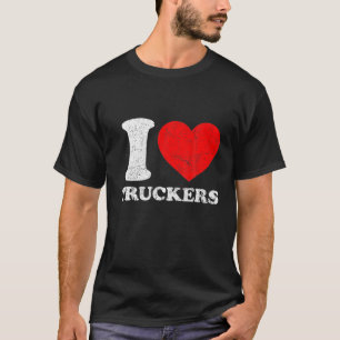 I Liebe Truckers Funny Heart Freedom Convoy Vintag T-Shirt