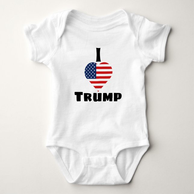 I Liebe Trump Heart American Flag Niedlich One Pie Baby Strampler (Vorderseite)