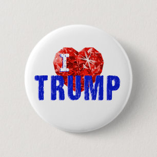 I Liebe Trump Herz Rot Weiß und Blau Button