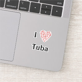 I Liebe Tuba Rotes Herz Musiknoten Vinyl Aufkleber