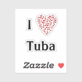 I Liebe Tuba Rotes Herz Musiknoten Vinyl Aufkleber