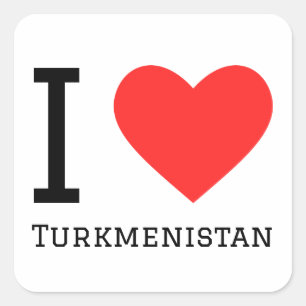 I Liebe Turkmenistan Quadratischer Aufkleber