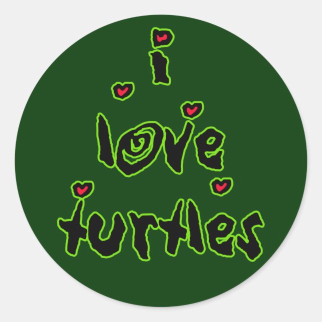I Liebe Turtles Runder Aufkleber (Vorderseite)