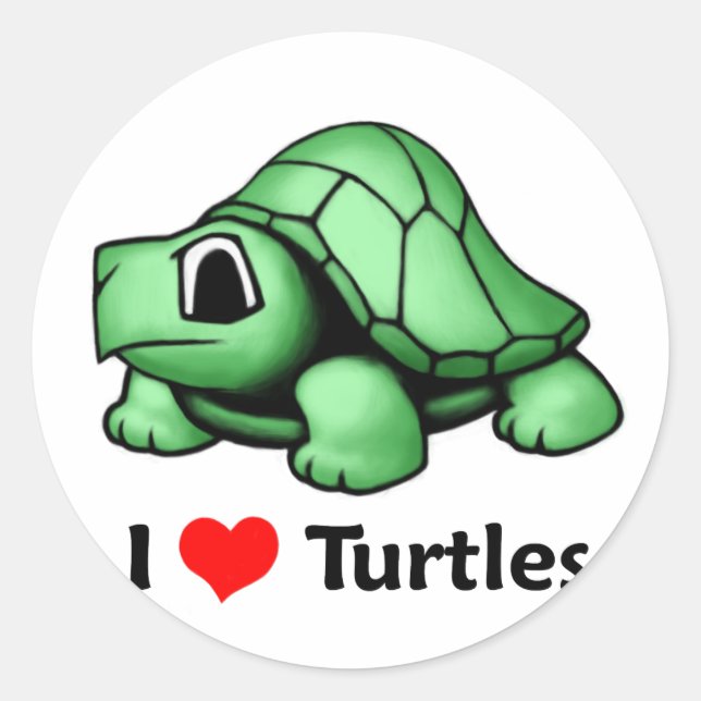 I Liebe Turtles Runder Aufkleber (Vorderseite)