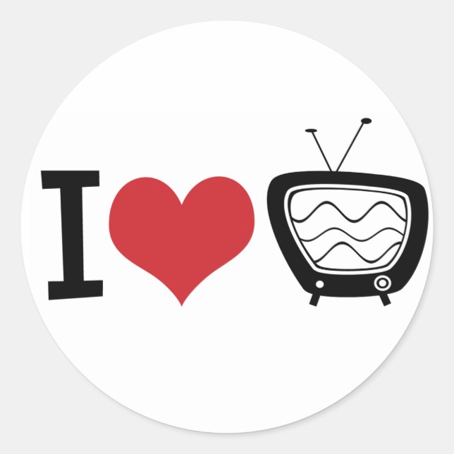 I LIEBE TV RUNDER AUFKLEBER (Vorderseite)