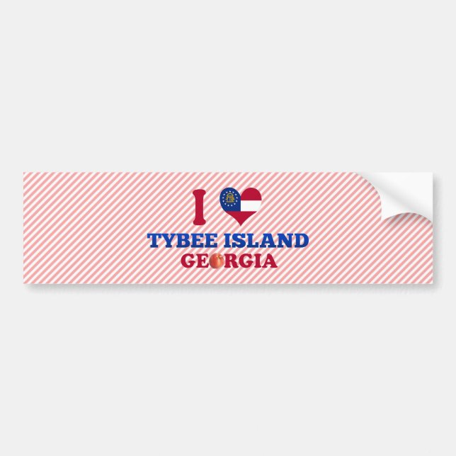 I Liebe Tybee Island, Georgien Autoaufkleber (Vorne)