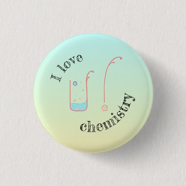 I Liebe U/Chemie-Taste mit Becherdesign. Button (Vorderseite)