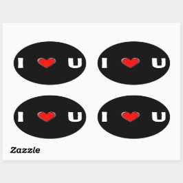 I LIEBE U "HERZ" OVALER AUFKLEBER