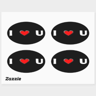 I LIEBE U "HERZ" OVALER AUFKLEBER