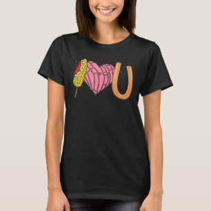 I Liebe U Mexikanischer Valentinstag Conchas Elote T-Shirt