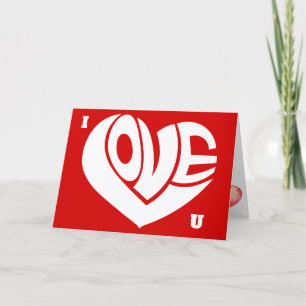 I Liebe U Retro Liebe Herztext Typografie Karte