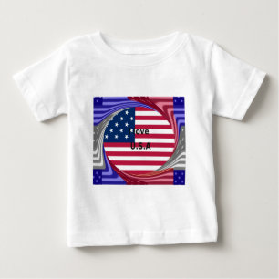 I Liebe U.S.A. Swirl: Patriotische Herzkunst Print Baby T-shirt