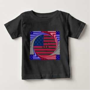 I Liebe U.S.A. Swirl: Patriotische Herzkunst Print Baby T-shirt