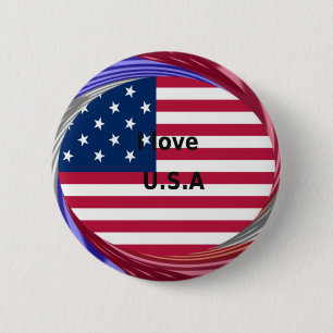 I Liebe U.S.A. Swirl: Patriotische Herzkunst Print Button