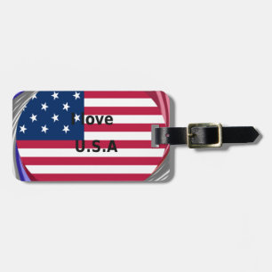 I Liebe U.S.A. Swirl: Patriotische Herzkunst Print Gepäckanhänger