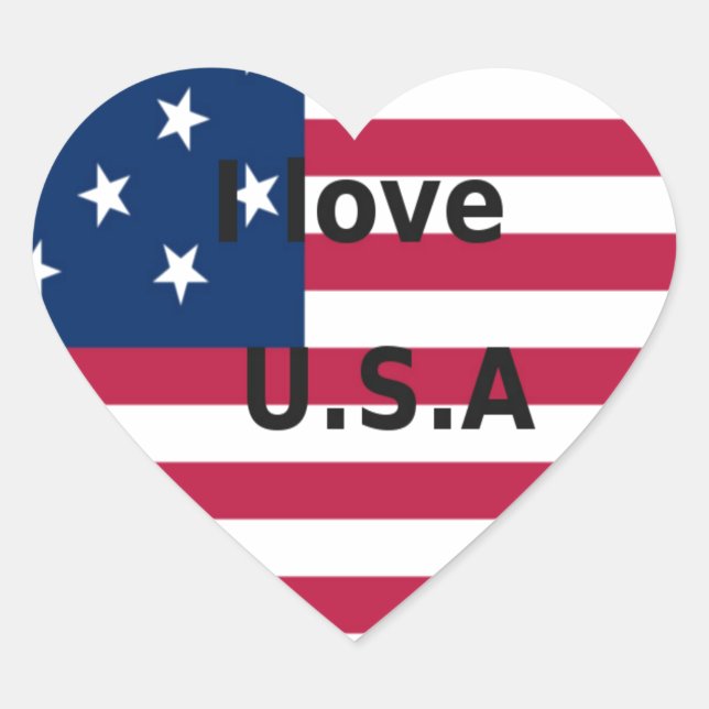 I Liebe U.S.A. Swirl: Patriotische Herzkunst Print Herz-Aufkleber (Vorderseite)