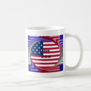 I Liebe U.S.A. Swirl: Patriotische Herzkunst Print Kaffeetasse