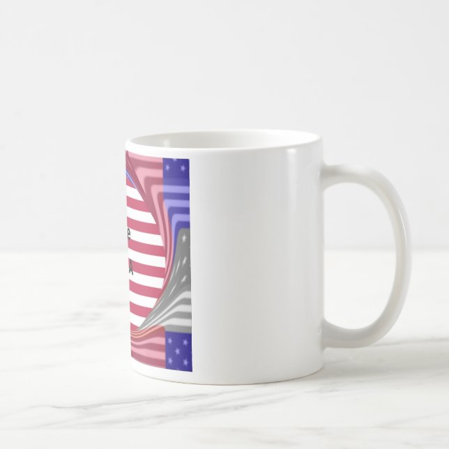 I Liebe U.S.A. Swirl: Patriotische Herzkunst Print Kaffeetasse (Rechts)