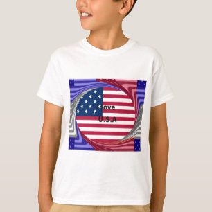 I Liebe U.S.A. Swirl: Patriotische Herzkunst Print T-Shirt