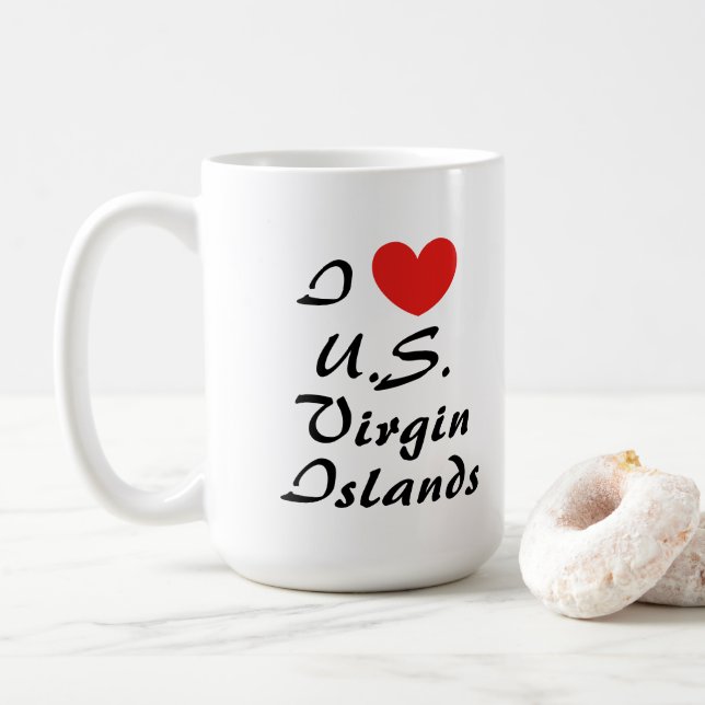 I Liebe U.S. Jungfrau Inseln Typografie Kaffee Tas Kaffeetasse (Mit Donut)