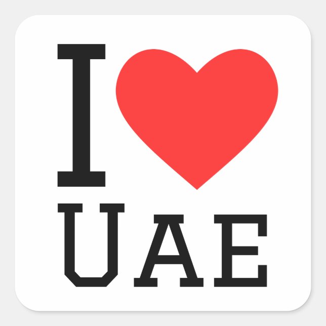 I Liebe uae Quadratischer Aufkleber (Vorderseite)