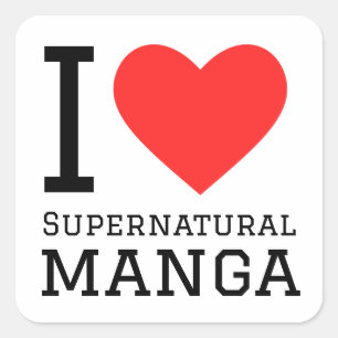 I Liebe übernatürliche Manga Quadratischer Aufkleber