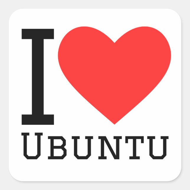 I Liebe Ubuntu Quadratischer Aufkleber (Vorderseite)