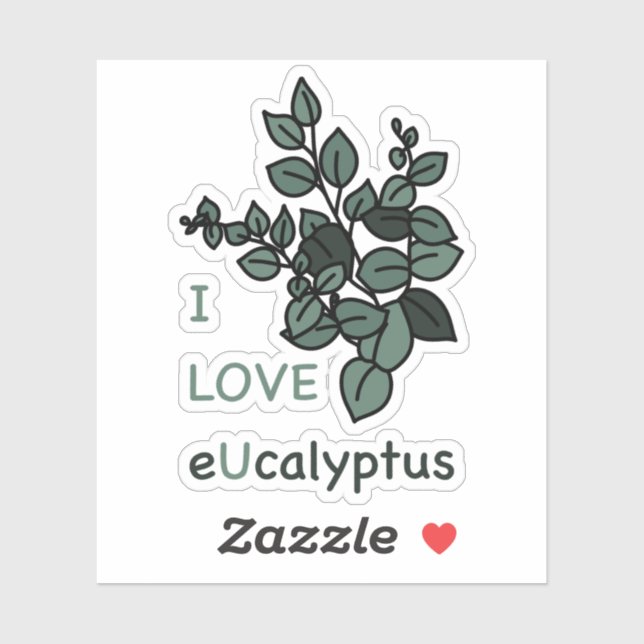 I LIEBE Ucalyptus Sticker (Blatt)