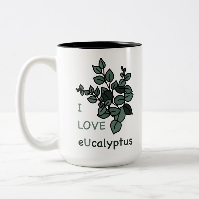 I LIEBE Ucalyptus Zweifarbige Tasse (Links)