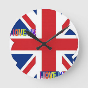 I Liebe UK Art Print Runde Wanduhr