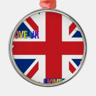 I Liebe UK Art Print Silbernes Ornament