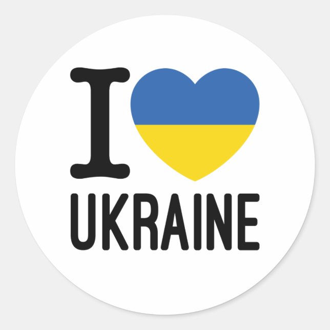 I Liebe Ukraine Herzliche ukrainische Flagge Runder Aufkleber (Vorderseite)