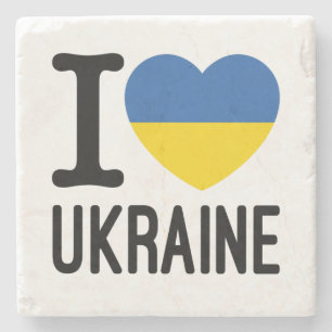 I Liebe Ukraine Herzliche ukrainische Flagge Steinuntersetzer