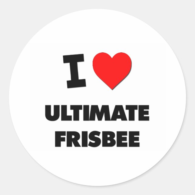 I Liebe Ultimate Frisbee Runder Aufkleber (Vorderseite)