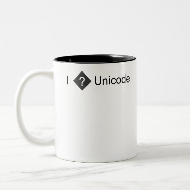 I Liebe Unicode - lustiges Hemd Zweifarbige Tasse (Links)