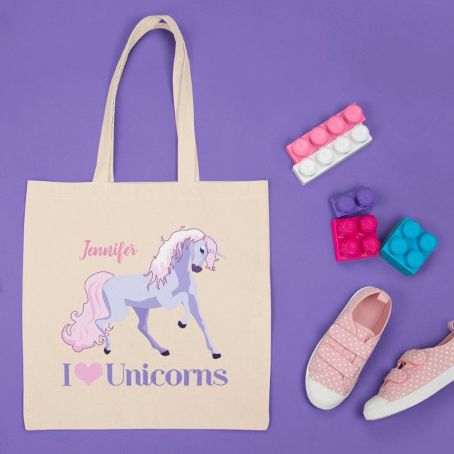 I Liebe Unicorns Hübsche Personalisierte Einhornrö Tragetasche (Von Creator hochgeladen)