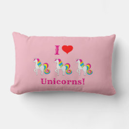 I Liebe Unicorns Niedlich Pink Girly Lendenkissen