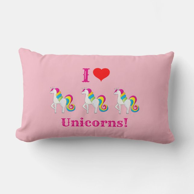 I Liebe Unicorns Niedlich Pink Girly Lendenkissen (Vorderseite)