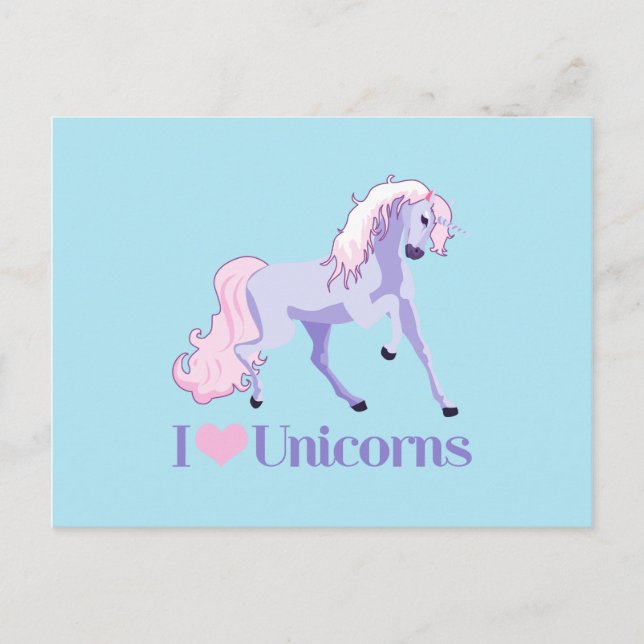 I Liebe Unicorns Postkarte (Vorderseite)