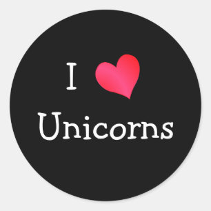 I Liebe Unicorns Runder Aufkleber