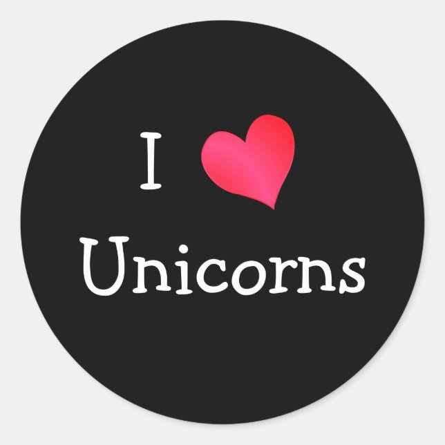 I Liebe Unicorns Runder Aufkleber (Vorderseite)
