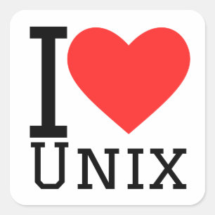 I Liebe Unix Quadratischer Aufkleber